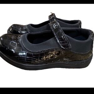 Drew Mary Jane Rose women shoes Sz 7 black alligator leather Comfort Orthopedic
